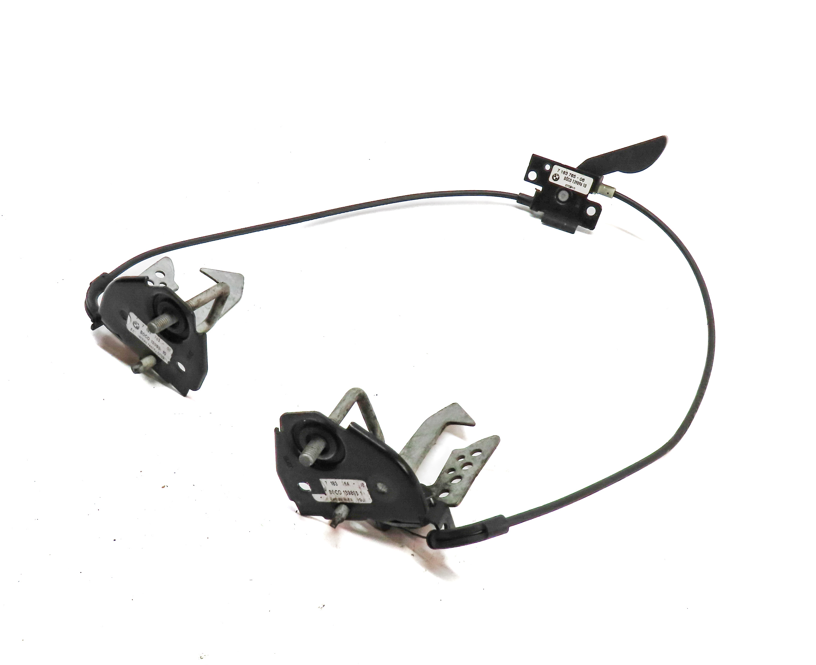 2011 BMW 750I 750LI (F01 F02) FRONT LEFT & RIGHT UPPER HOOD SAFETY LATCH HANDLE — exact item pictured